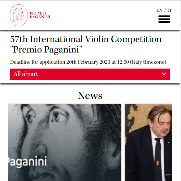 il sito del premio paganini